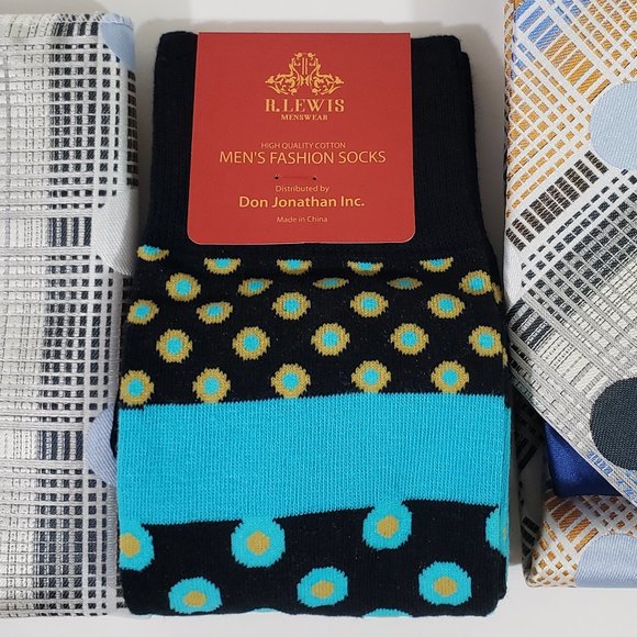 Robert Lewis Navy Neck Tie Hanky Socks Box 3 Set - Picture 4 of 8